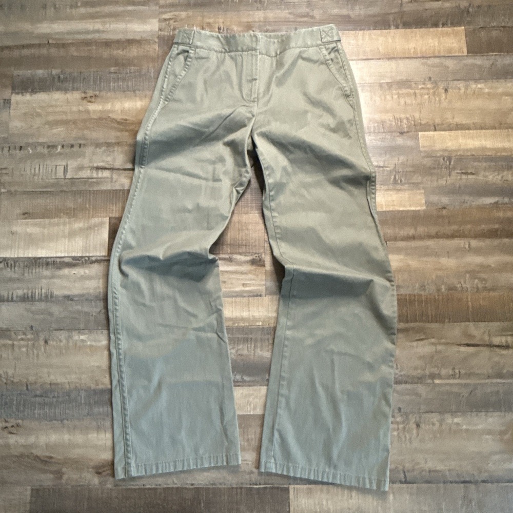 Ann Taylor Wide Leg Trouser Sz 6 Light Olive Green Button Detail